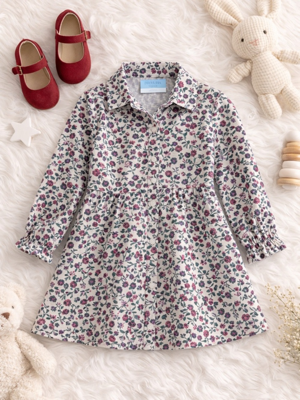 Draper James Toddler‎ Floral Corduroy Dress Size 4 Pink Floral Button Front